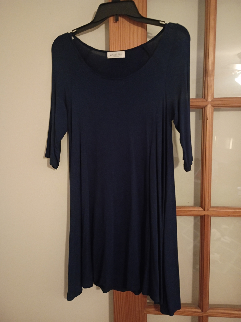 Navy Scoop-Neck Midi Dress